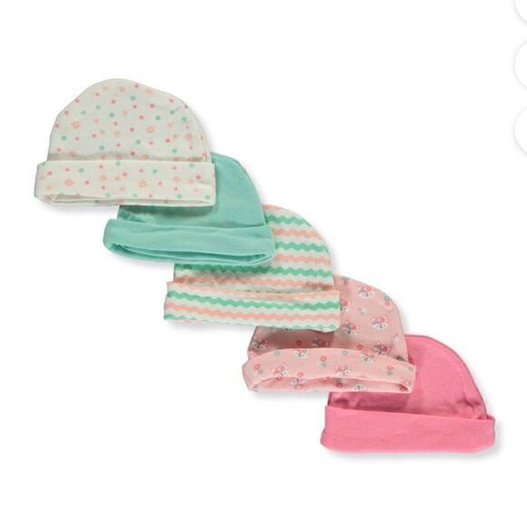 Cookies Zak & Zoey Baby Girls' Flower 5-Pack Beanie Hats - Picture 1 of 4
